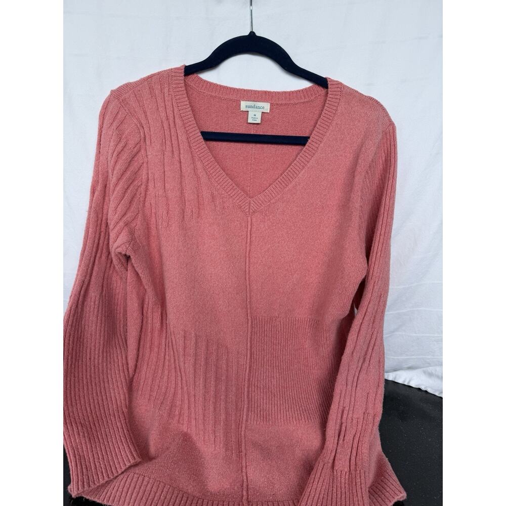 Sundance Coral Women's Med Cotton Silk Blend Patchwork style knit Sweater Boho